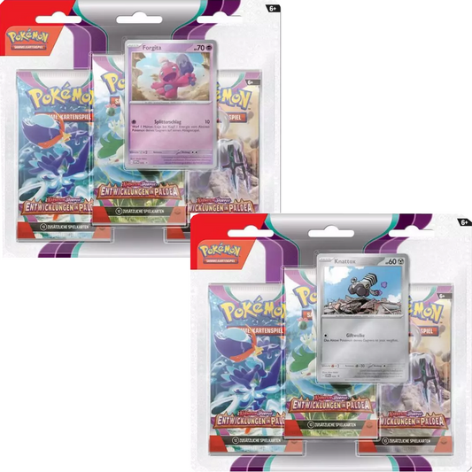 Pokémon - Karmesin & Purpur Entwicklungen in Paldea 3-Pack Blister - (deutsch) zufällige Auswahl - 3 Boosterpacks