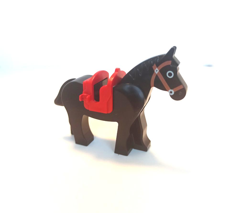 LEGO® Sortiment 1x Tier Pferd in schwarz mit rotem Sattel