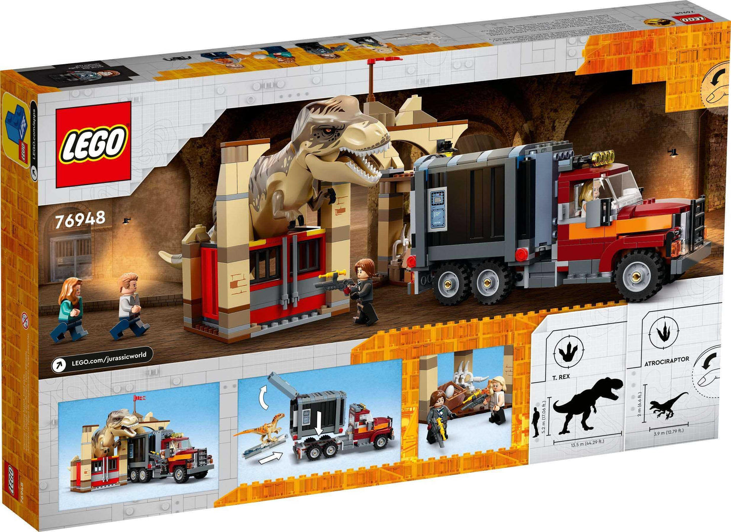 LEGO® Jurassic World 76948 T. Rex & Atrociraptor: Dinosaurier-Ausbruch - 466 Teile - Peer Online Shop