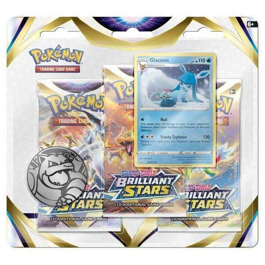 Pokémon - Sword & Shield Brilliant Stars 3-Pack Blister - Glaceon englisch cards - EN - 3 Boosterpacks - Peer Online Shop